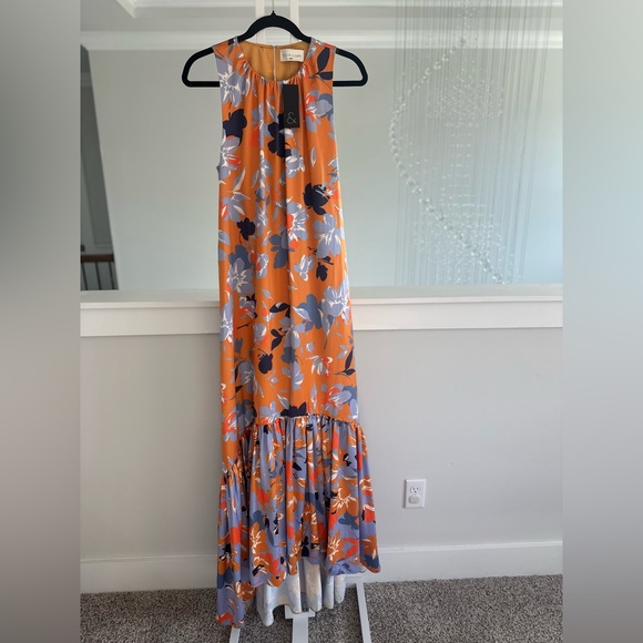 Anthropologie Sachin And Babi Floral Orange Maxi Dress - Picture 2 of 6